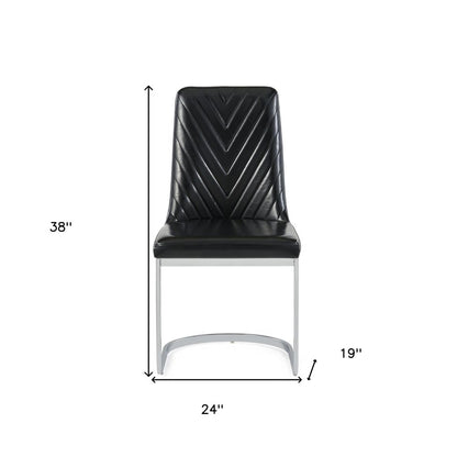 Set of Two Black and Silver Upholstered Dining Side Chairs