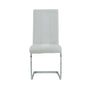 Set of Four White and Silver Upholstered Faux Leather Dining Side Chairs