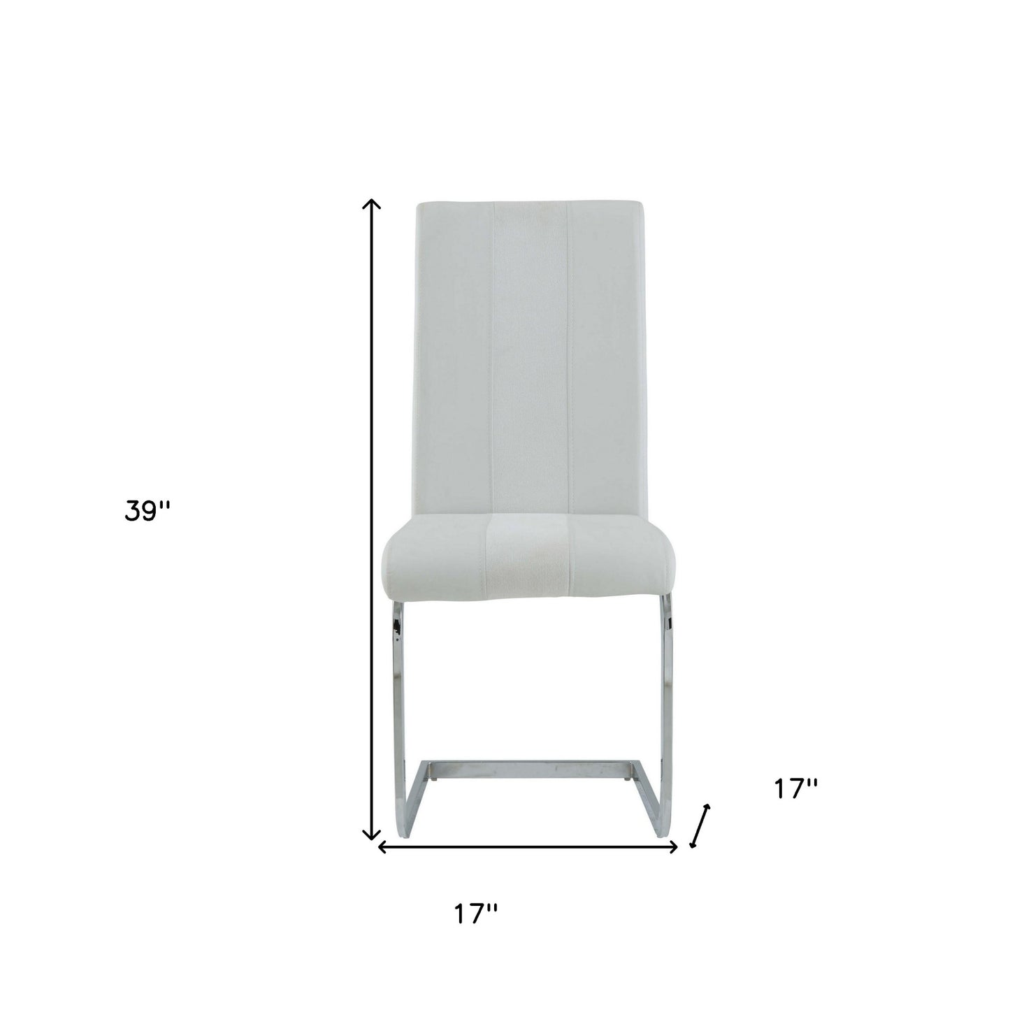 Set of Four White And Silver Upholstered Faux Leather Dining Side Chairs