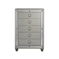 33" Silver Solid Wood Mirrored Five Drawer