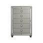 33" Silver Solid Wood Mirrored Five Drawer Dresser
