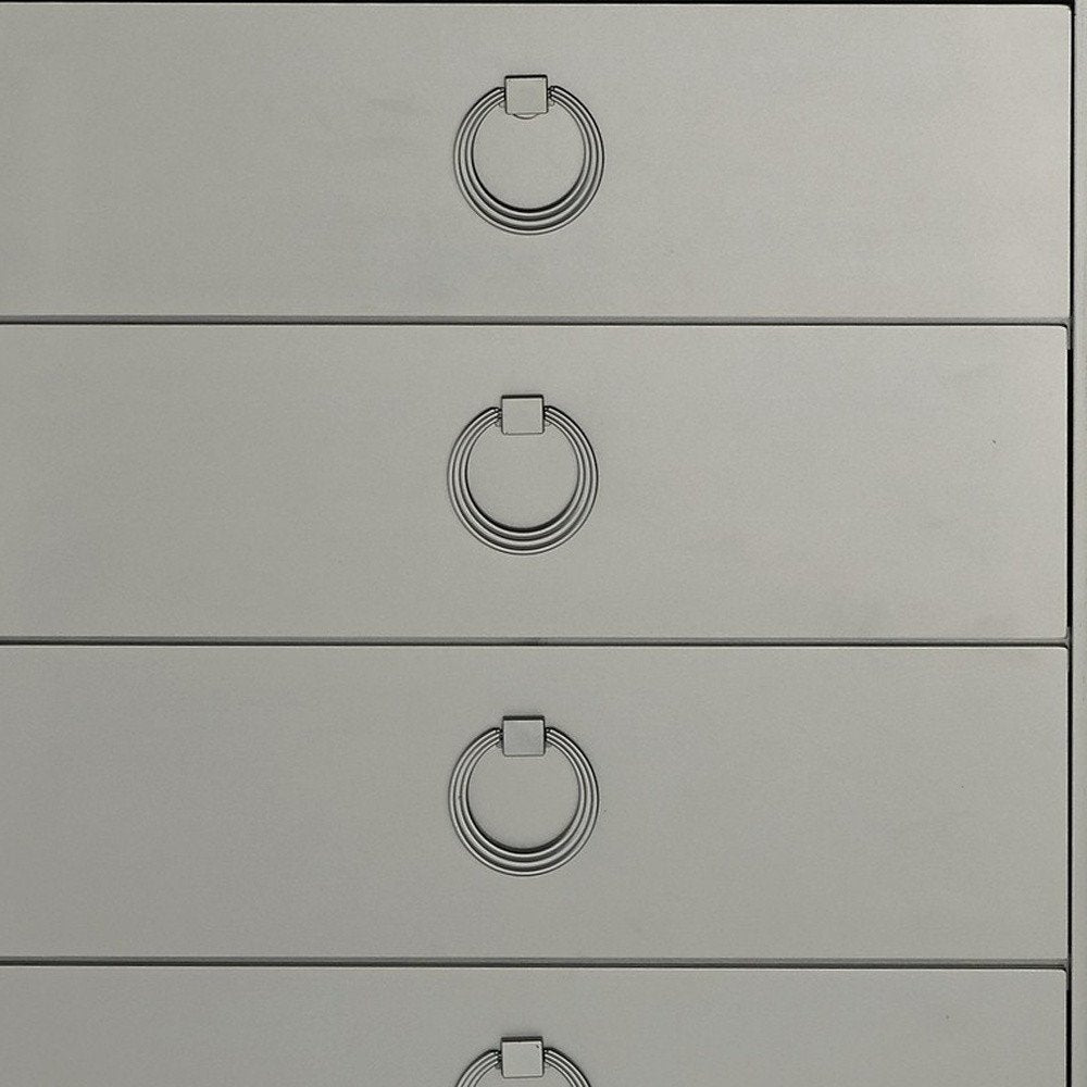 33" Silver Solid Wood Mirrored Five Drawer Dresser