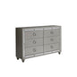 58" Silver Solid Wood Six Drawer Double Dresser