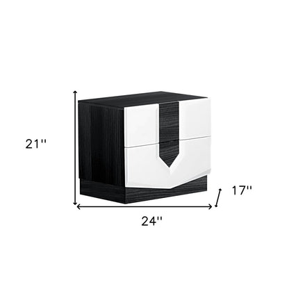 21" Gray Wood Two Drawer Nightstand