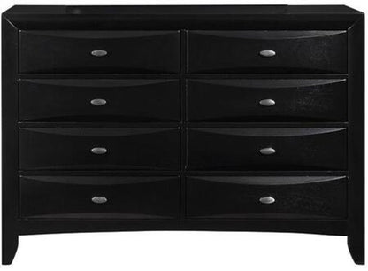 59" Black Solid Wood Eight Drawer Double Dresser