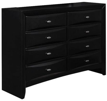 59" Black Solid Wood Eight Drawer Double Dresser