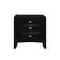25" Black Wood Three Drawer Nightstand