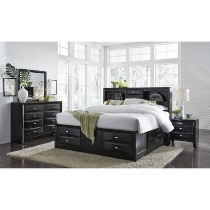 25" Black Wood Three Drawer Nightstand