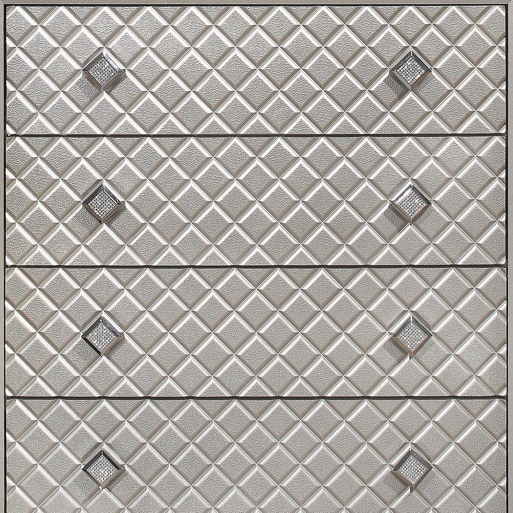 37" Champagne Carved Geometric Solid Wood Mirrored Five Drawer Dresser