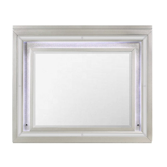 38" Champagne Wood Lighted Mounted Accent Mirror