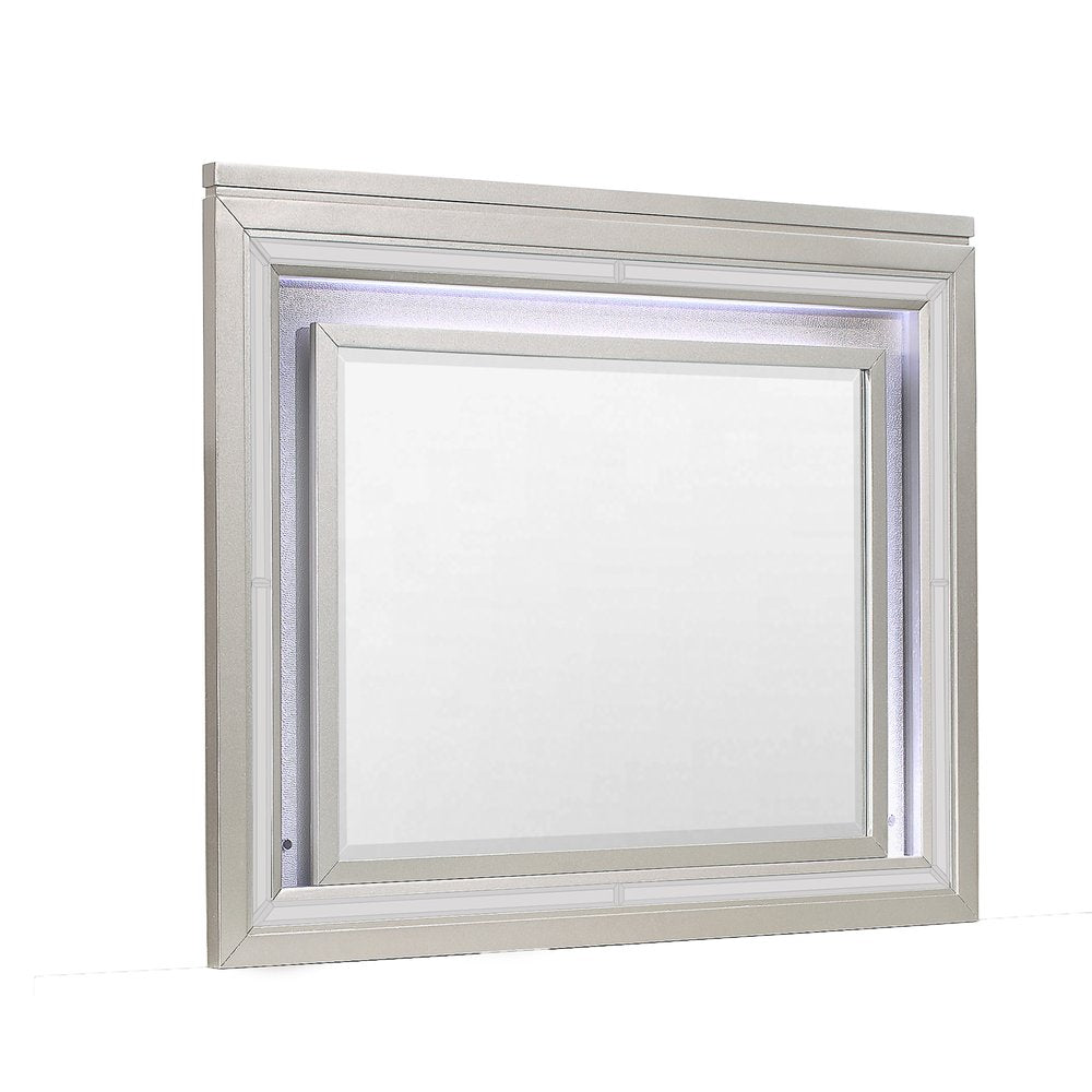 38" Champagne Wood Lighted Mounted Accent Mirror
