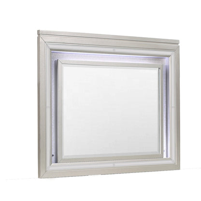 38" Champagne Wood Lighted Mounted Accent Mirror