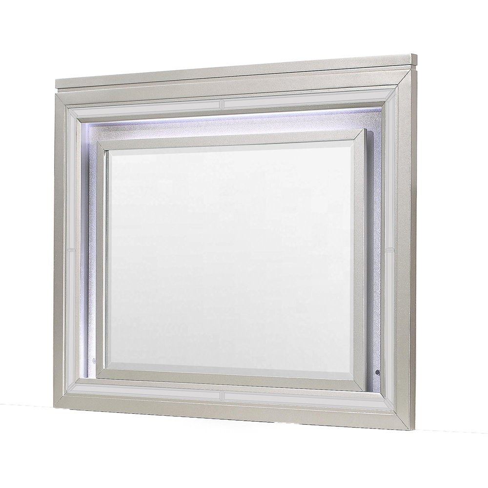 38" Champagne Wood Lighted Mounted Accent Mirror