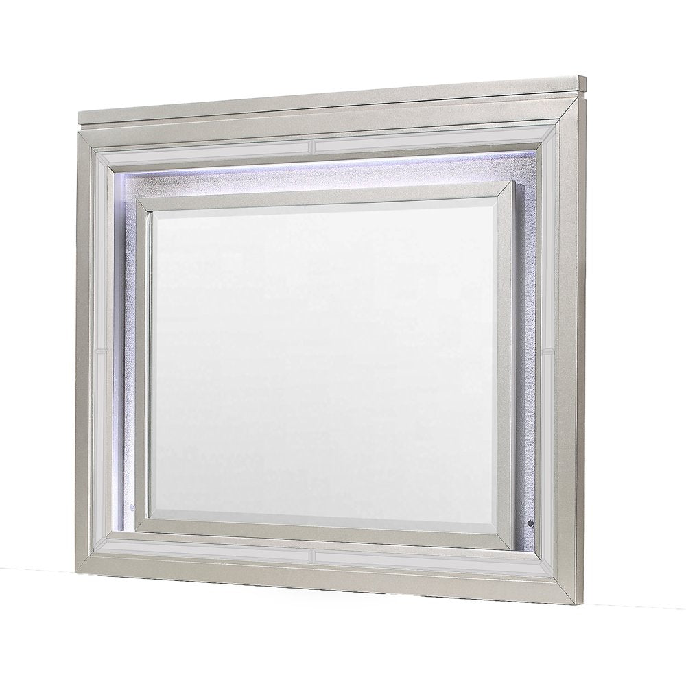 38" Champagne Wood Lighted Mounted Accent Mirror