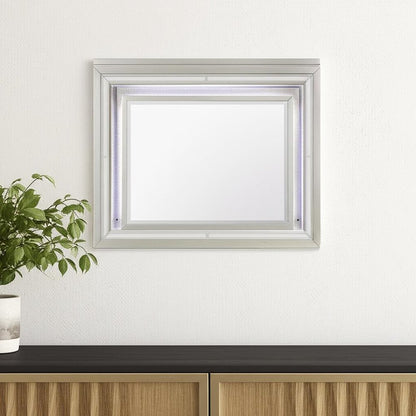 38" Champagne Wood Lighted Mounted Accent Mirror
