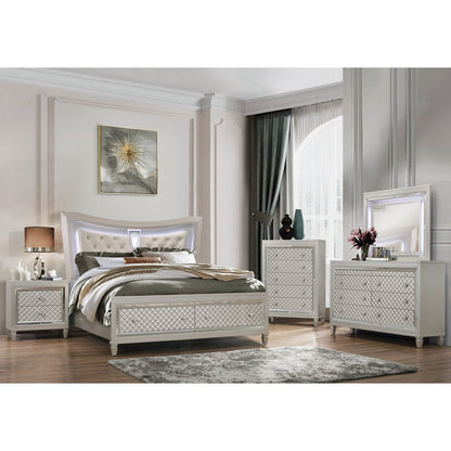 26" Solid and Manufactured Wood And Mirrored Glass Nightstand