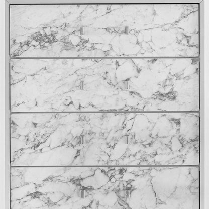 33" White Faux Marble And Solid Wood Five Drawer Dresser