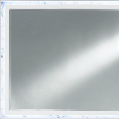 41" White Faux Marble Wood Lighted Mounted Accent Mirror