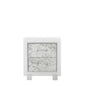 Modern White Nightstand With 2 Faux Marble Detailed Front Drawer.