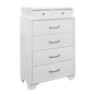 35" White Ribbed Texture Solid Wood Six Drawer Dresser