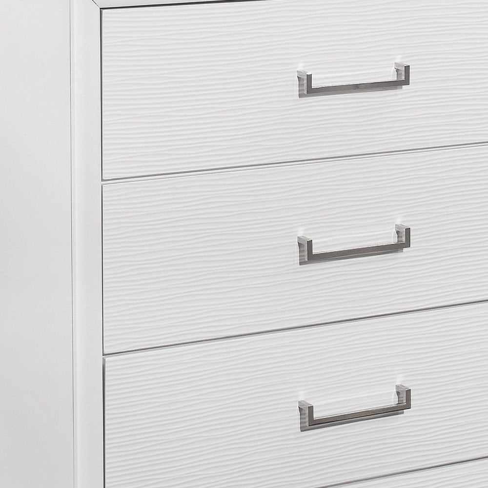 35" White Ribbed Texture Solid Wood Six Drawer Dresser