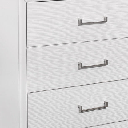 35" White Ribbed Texture Solid Wood Six Drawer Dresser