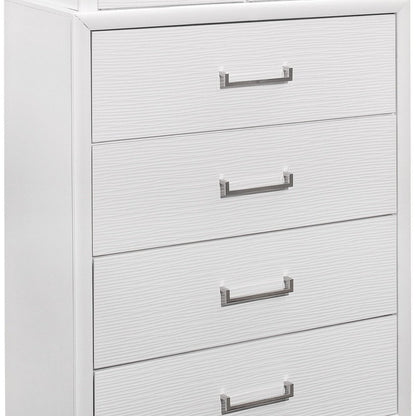 35" White Ribbed Texture Solid Wood Six Drawer Dresser
