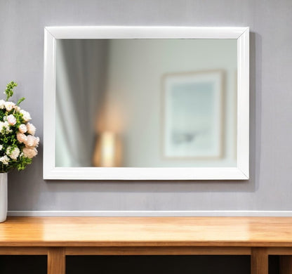 34" White Wood Framed Accent Mirror