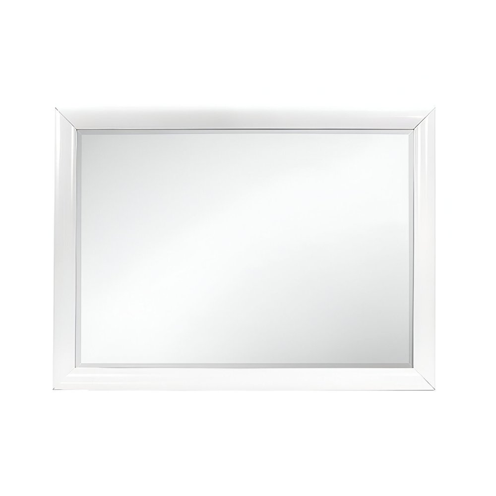 34" White Wood Framed Accent Mirror