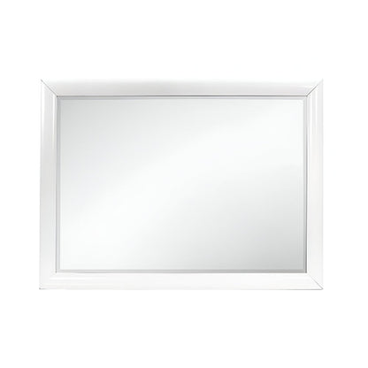 34" White Wood Framed Accent Mirror