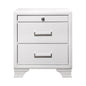 27" White Wood Two Drawer Nightstand