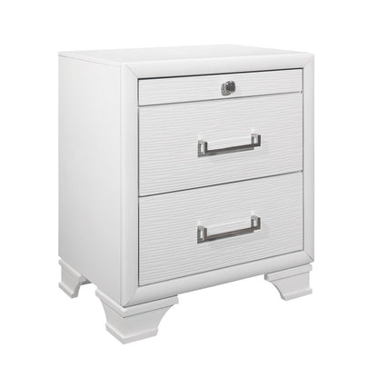 27" White Wood Two Drawer Nightstand