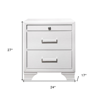 White Nightstand With 3 Drawers