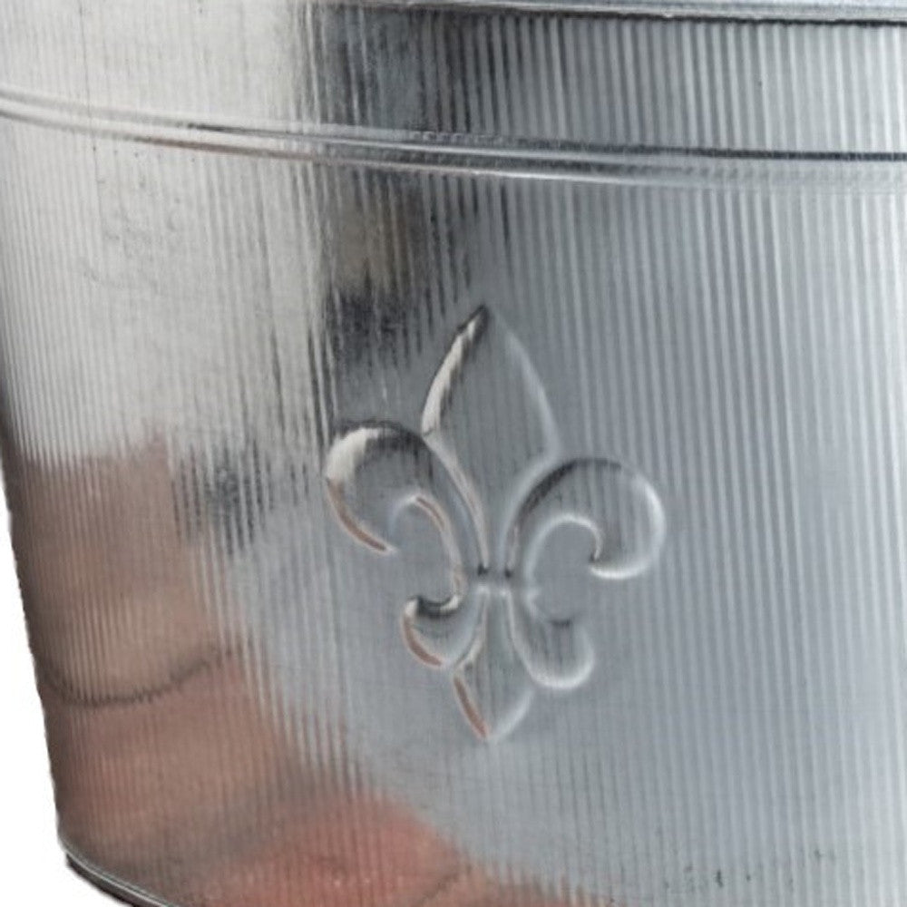 Oval Silver Ribbed Fleur De Lis Beverage Tub