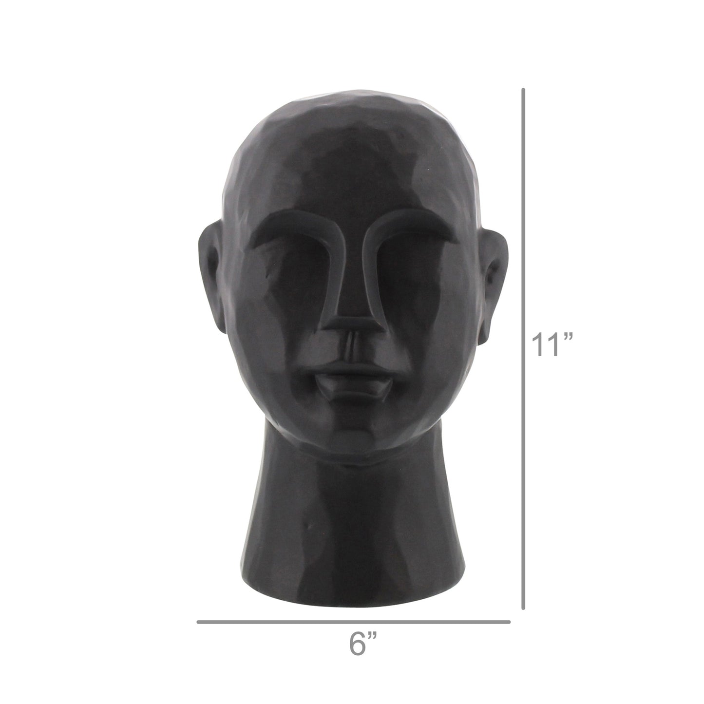 11" Black Ceramic Bust Tabletop Sculpture