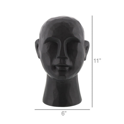 11" Black Ceramic Bust Tabletop Sculpture