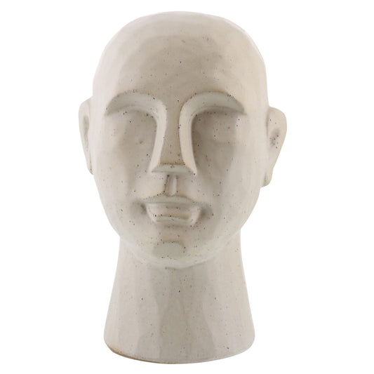 11" Matte White Ceramic Bust Decorative Sculpture