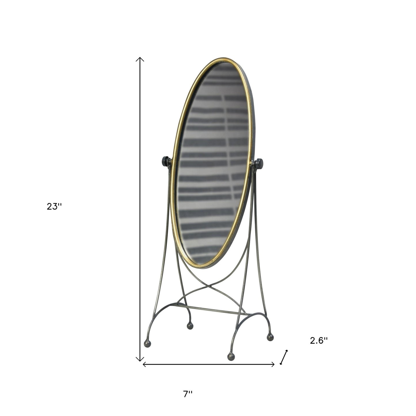 23" Black Round Framed Cheval Standing Mirror