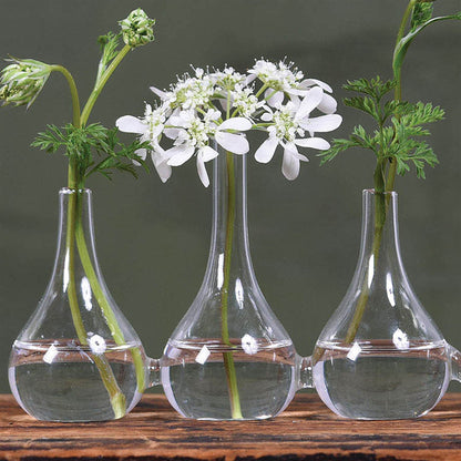 Set Of Five Clear Quintuplet Joined Glass Posy Vases