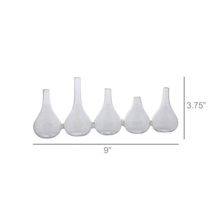Set of Five Clear Cojoined Glass Bud Vases