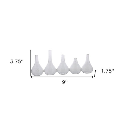 Set of Five Clear Cojoined Glass Bud Vases