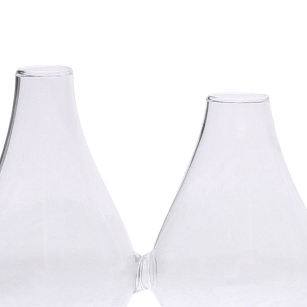 Set of Five Clear Bud Cojoined Glass Table Vases