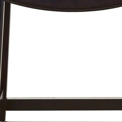 31" Tan and Espresso Faux Leather and Solid Wood Backless Counter Height Bar Chair