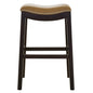 31" Tan And Espresso Faux Leather And Solid Wood Backless Counter Height Bar Chair