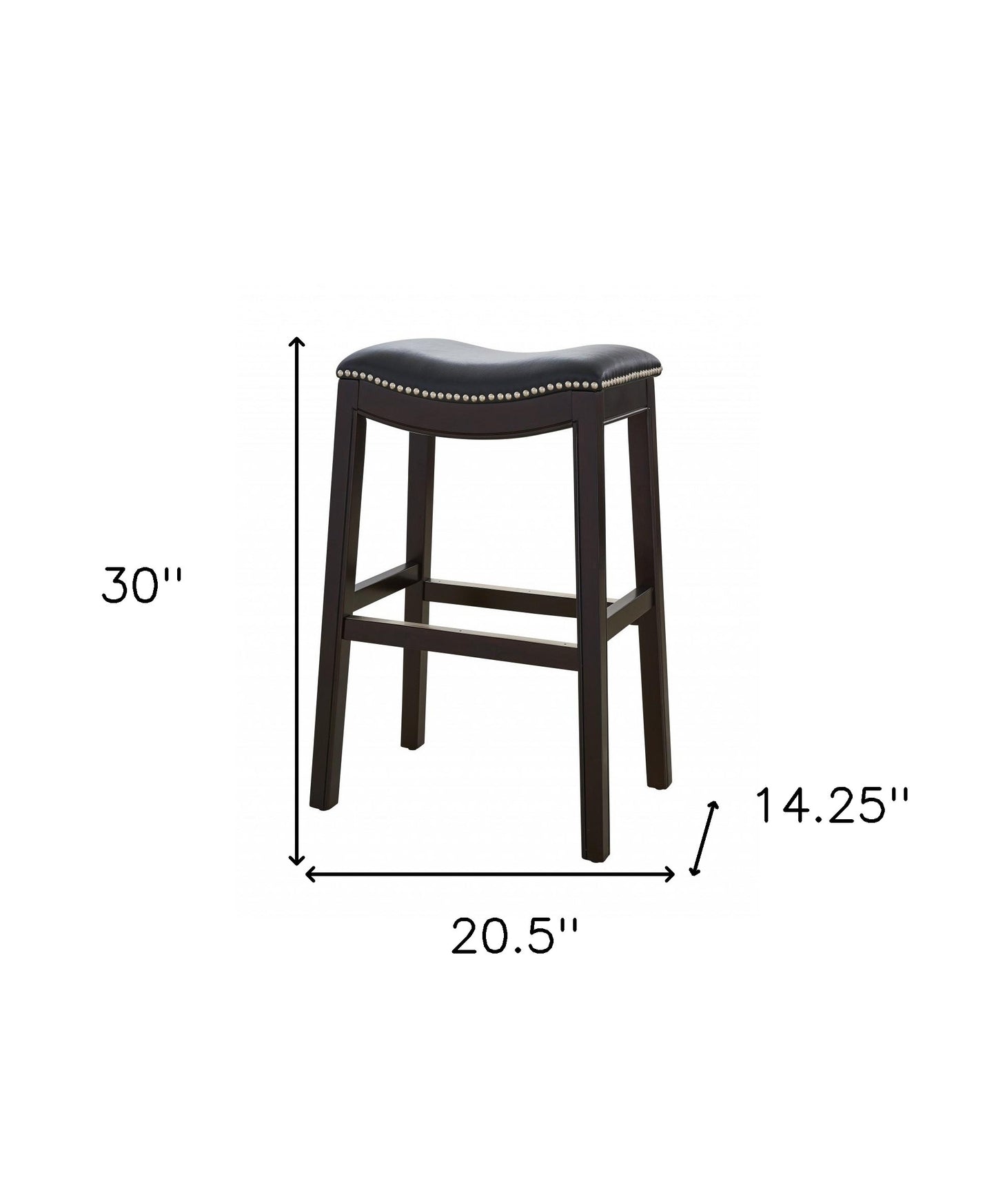 31" Black and Espresso Solid Wood Backless Bar Height Bar Chair