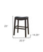 26" Black And Espresso Faux Leather And Solid Wood Backless Counter Height Bar Chair