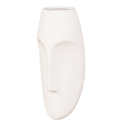 10" White Mod Abstract Face Ceramic Wall Decor