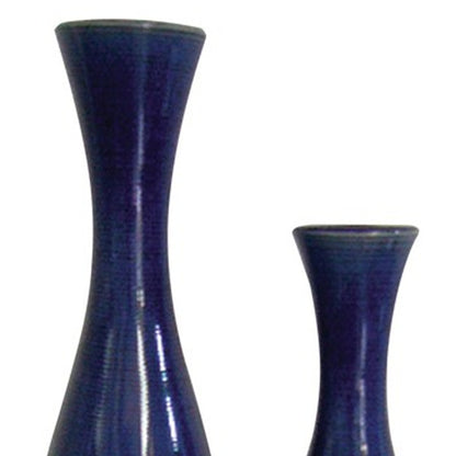 Set of Two Cobalt Cylinder Ceramic Table Vase