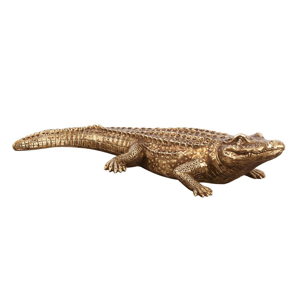 Golden Crocodile Brass Finish Sculpture