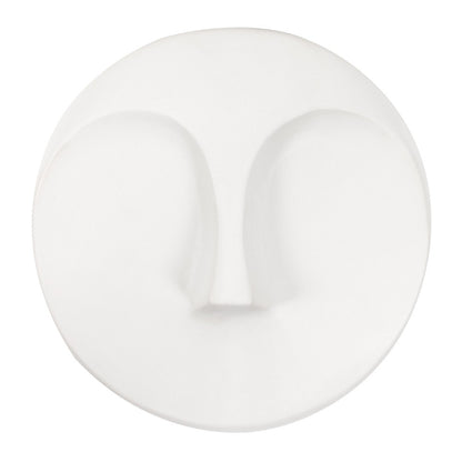 10" White Ceramic Face Round Wall Decor